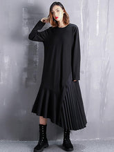 Falbala Ruffled Split-Joint Asymmetric A-Line Midi Dress